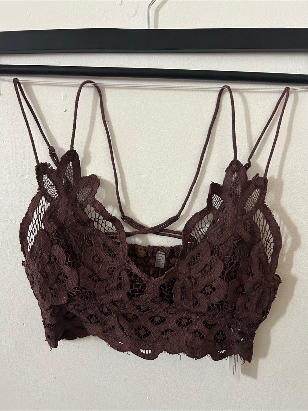Free People Chocolate Brown Crochet Crop Bralette